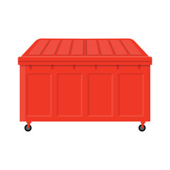 An isolated red vector storage container sits like an empty chest on a white background