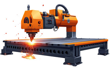 The cutting edge Laser Cutter slicing metal with precision igniting sparks like industrial on transparent background