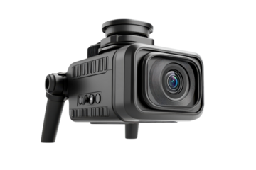 The Future of Surveillance A sleek high tech body camera for security and law enforcement a on transparent background