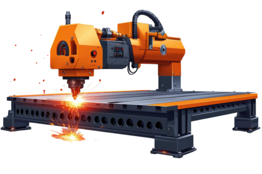 The cutting edge Laser Cutter slicing metal with precision igniting sparks like industrial on transparent background