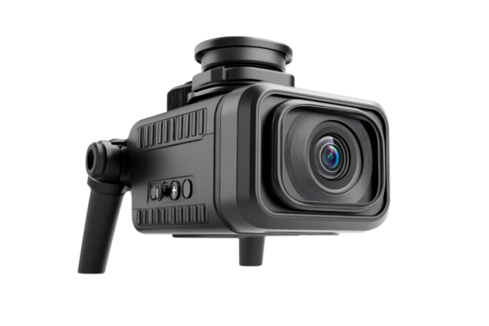 The Future of Surveillance A sleek high tech body camera for security and law enforcement a on transparent background - Powered by Adobe