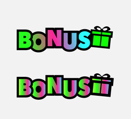 bright multi-colored bonus stickers in color gradient vector design on a white background