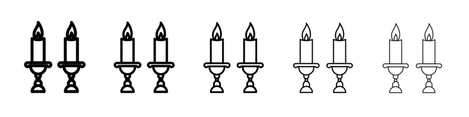 Shabbat candles icon vector outline symbol or illustration