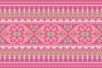 pixel art pattern with Floral Designs. Embroidery, Textile ornamentation, fabric, Hand stitched pattern, Cultural stitching