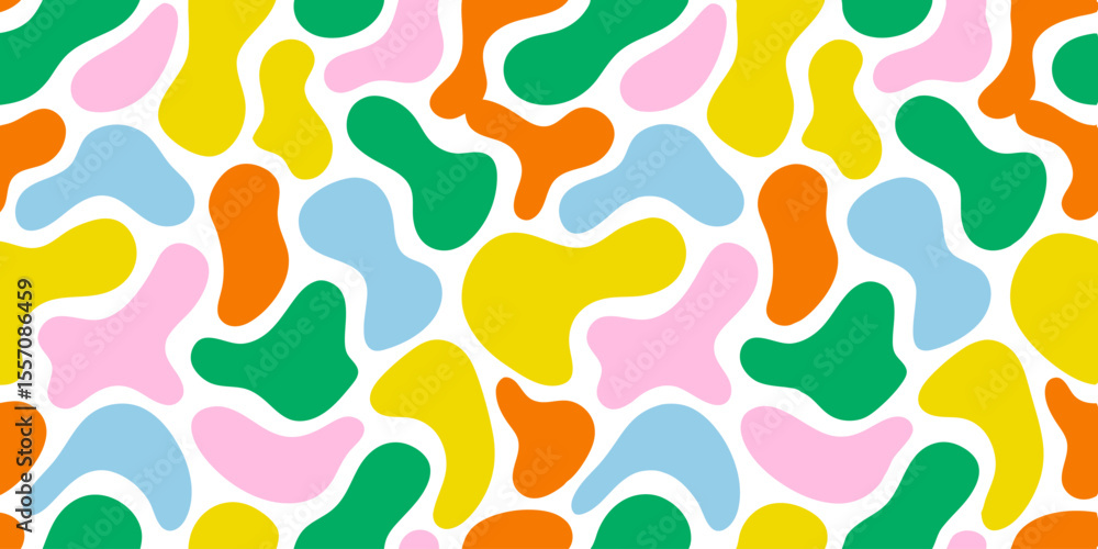 Poster playful abstract forms: an eye-catching, colorful, and harmonious pattern featuring abstract shapes.
