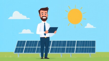 Confident Businessman Presenting Renewable Energy Concepts