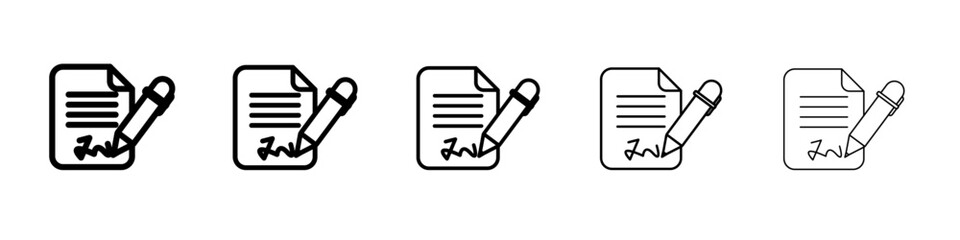 Signed contract icon vector outline symbol or illustration