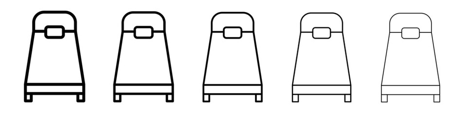 Single bed icon vector outline symbol or illustration