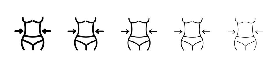 Slim, weight loss icon vector outline symbol or illustration