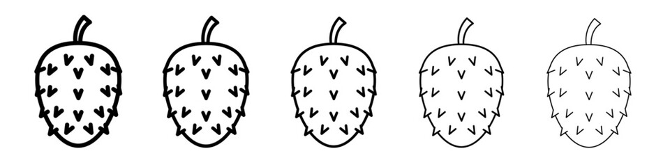 Soursop icon vector outline symbol or illustration