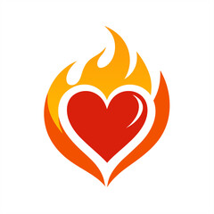 Fiery Heart Symbol Vector on Transparent Background for Web and Graphic Design