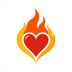 Flaming Heart Graphic Design on Transparent Background for Web and Graphic Design