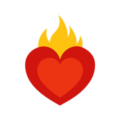 Heart on Fire Clipart Vector on Transparent Background for Web and Graphic Design