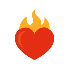 Heart with Fire Effect Vector Illustration on Transparent Background for Web and Graphic Design
