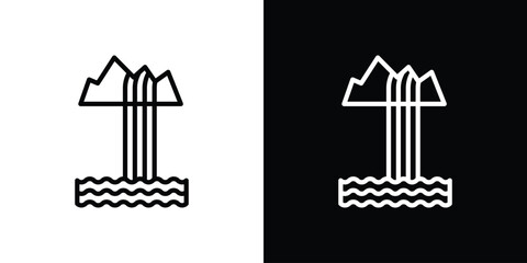Waterfall icon vector graphics in strokes