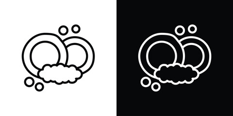Washing dishes icon vector graphics in strokes