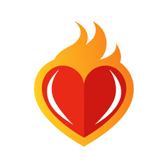 Hot Flaming Heart Icon Vector on Transparent Background for Web and Graphic Design