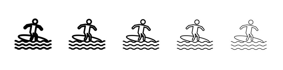 surfing icon vector outline symbol or illustration