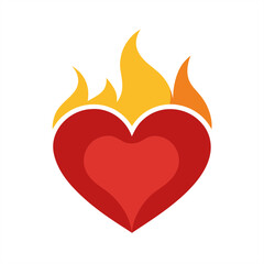 Romantic Heart in Flames Vector Art on Transparent Background for Web and Graphic Design