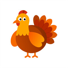 Thanksgiving Turkey Clipart Vector on White Background for Web and Graphic Design
