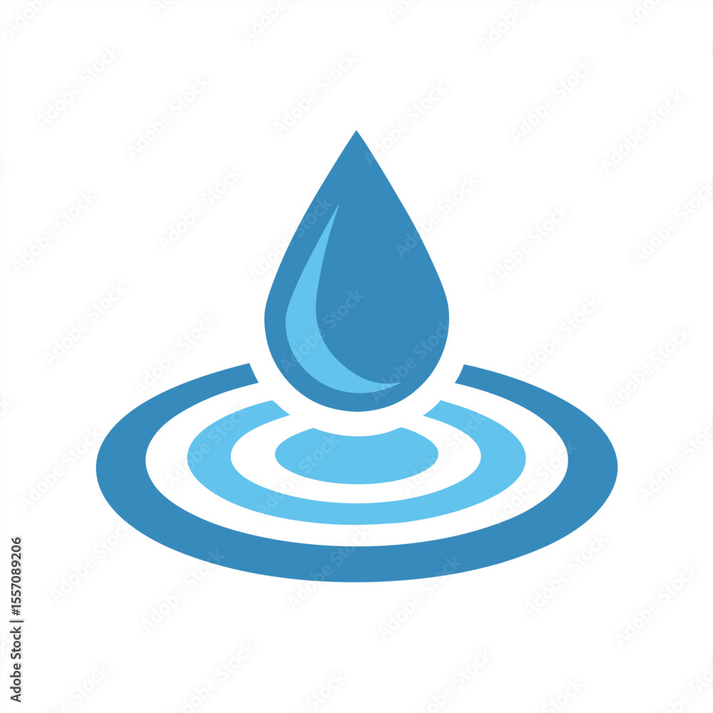 Poster water drop causing ripples vector in minimalist style on white background for web and graphic design