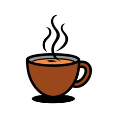 Warm Coffee Cup Drawing with Steam on White Background for Web and Graphic Design