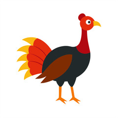 Wild Turkey Illustration in Vector Format on White Background for Web and Graphic Design