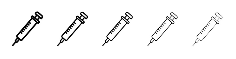 Fototapeta premium Syringe injection icon vector outline symbol or illustration
