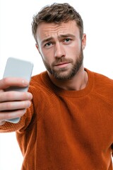 Digital Gaze: A man, deeply engrossed in his smart device, his gaze captured in a moment of digital immersion. Reflecting modern connectivity, social media trends, and the allure of technology.
