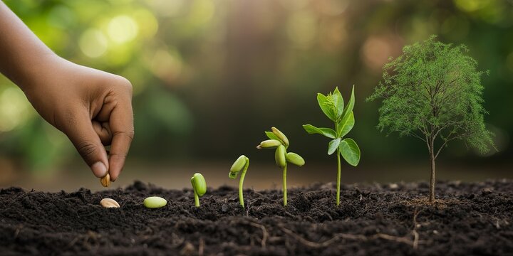 Van Mahotsav, A hand sowing seed showing hope and fresh beginnings.