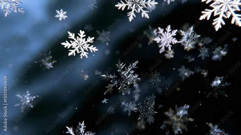 Aufkleber Abstract background with large and small snowflakes floating smoothly in the air. Perfect for atmospheric screensavers.