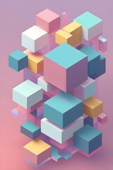 Obraz premium 3D Cube Structure with Neon Colors