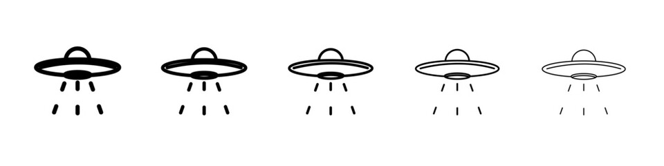ufo flying icon vector outline symbol or illustration