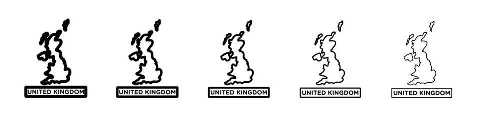 United Kingdom map icon vector outline symbol or illustration