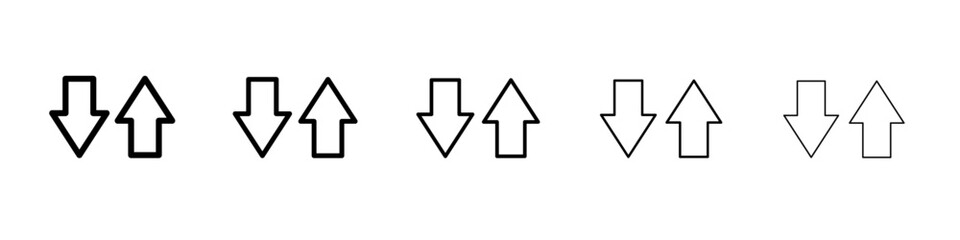 Up and down arrows icon vector outline symbol or illustration