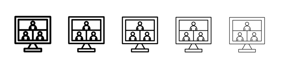 Video conference icon vector outline symbol or illustration