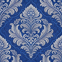 Elegant damask pattern in royal blue