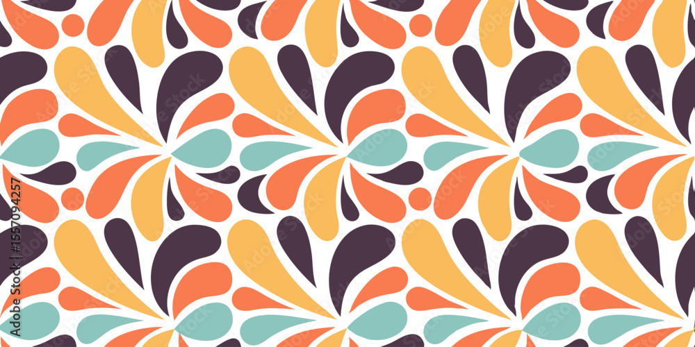 Poster retro burst: a vibrant seamless pattern, featuring a repeating burst design in a captivating palette