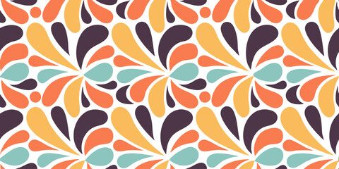 Retro Burst: a vibrant seamless pattern, featuring a repeating burst design in a captivating palette of retro hues, which adds a splash of vintage charm.
