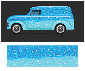 Water Drop Design Car Wrap for a Vintage Truck