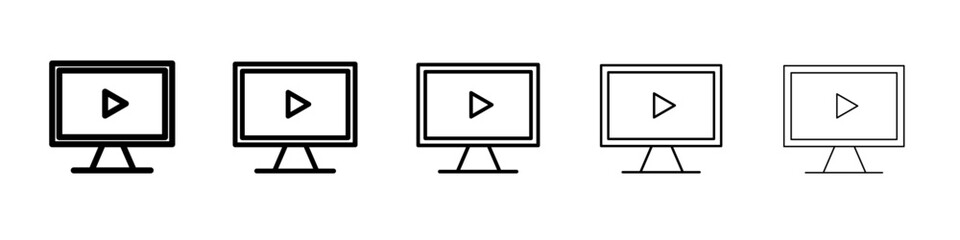 youtube screen icon vector outline symbol or illustration