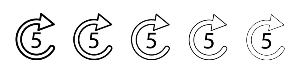 5 sec skip icon vector outline symbol or illustration