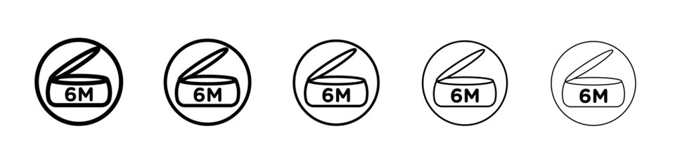 6 months PAO icon vector outline symbol or illustration