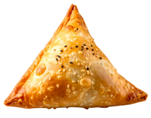 Single Crispy Samosa with Golden Brown Texture, Isolated PNG