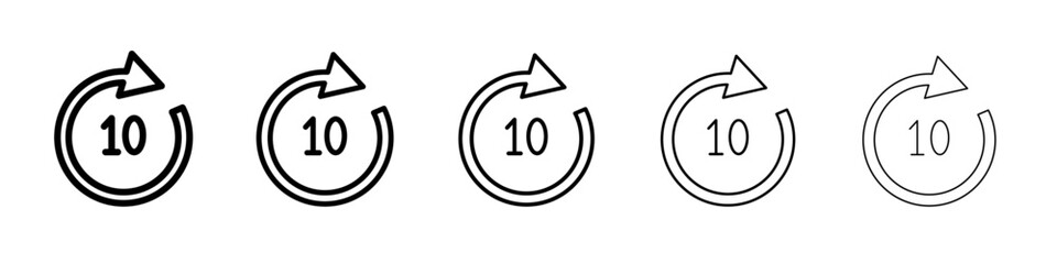 10 sec skip icon vector outline symbol or illustration