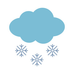 Vector illustration of a blue cloud icon with snowflakes. The weather forecast icon.
