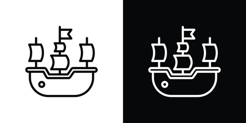 Caravel icon vector graphics in strokes