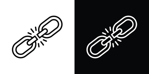 Broken link icon vector graphics in strokes