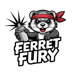 Ferret Mascot Holding Spray Paint - Ferret Fury Style