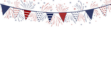 4th Of July Fireworks Border Garland Flag